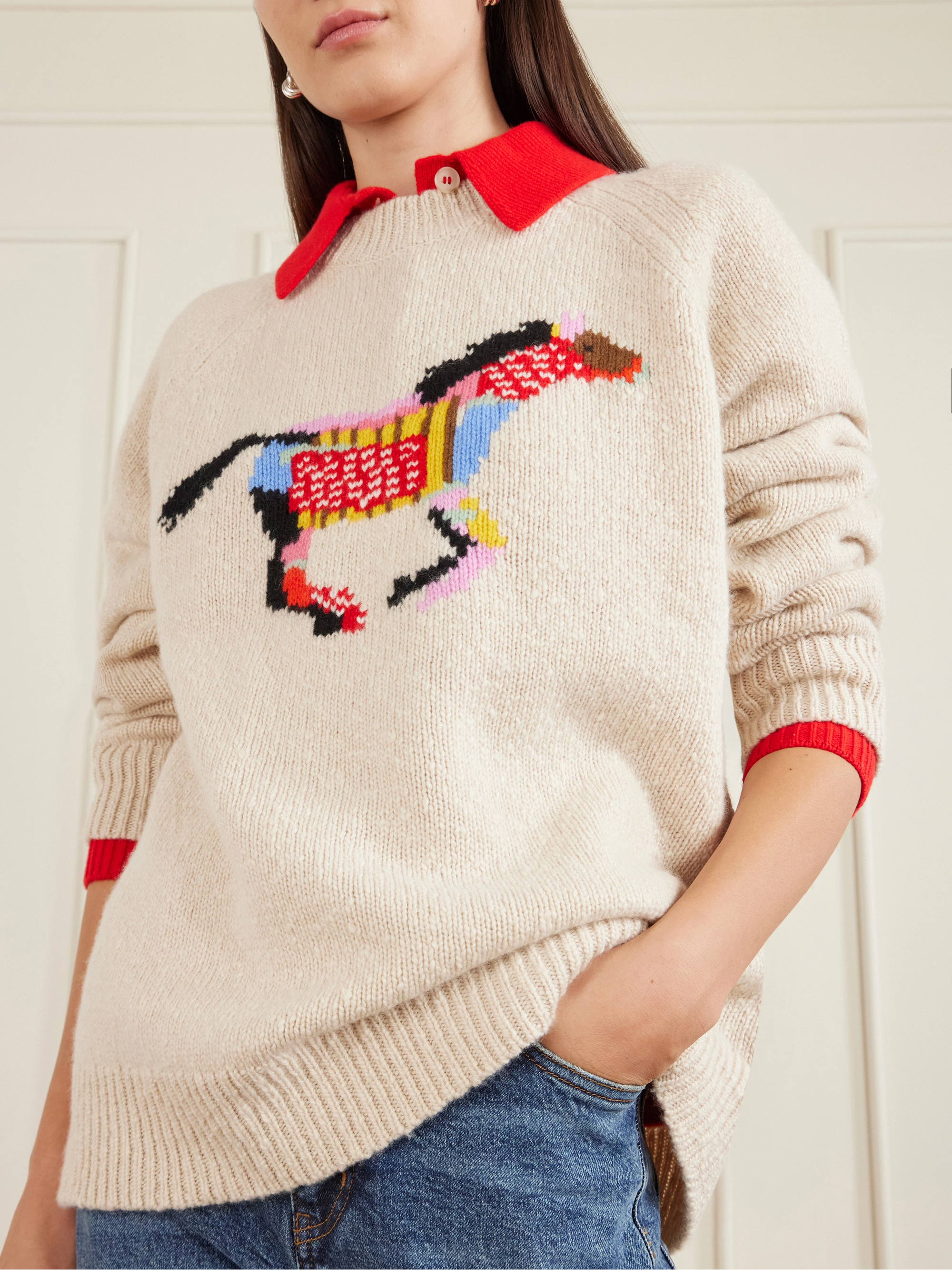 The Elder Statesman - Glacier Horse intarsia-knit cashmere sweater