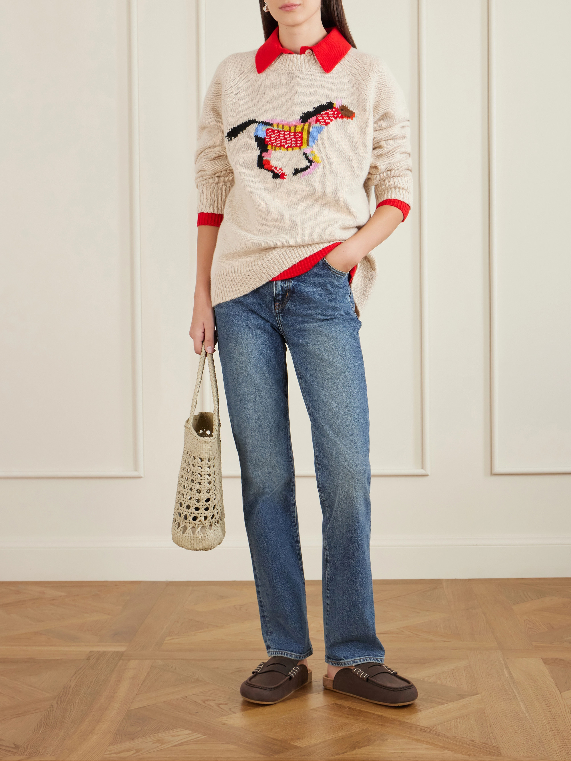 The Elder Statesman - Glacier Horse intarsia-knit cashmere sweater