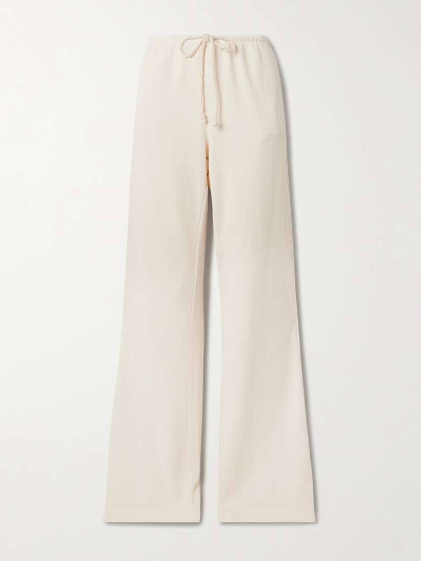 The Elder Statesman Cotton And Cashmere-blend Wide-leg Pants