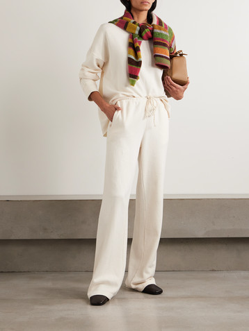 The Elder Statesman Cotton and cashmere-blend wide-leg pants