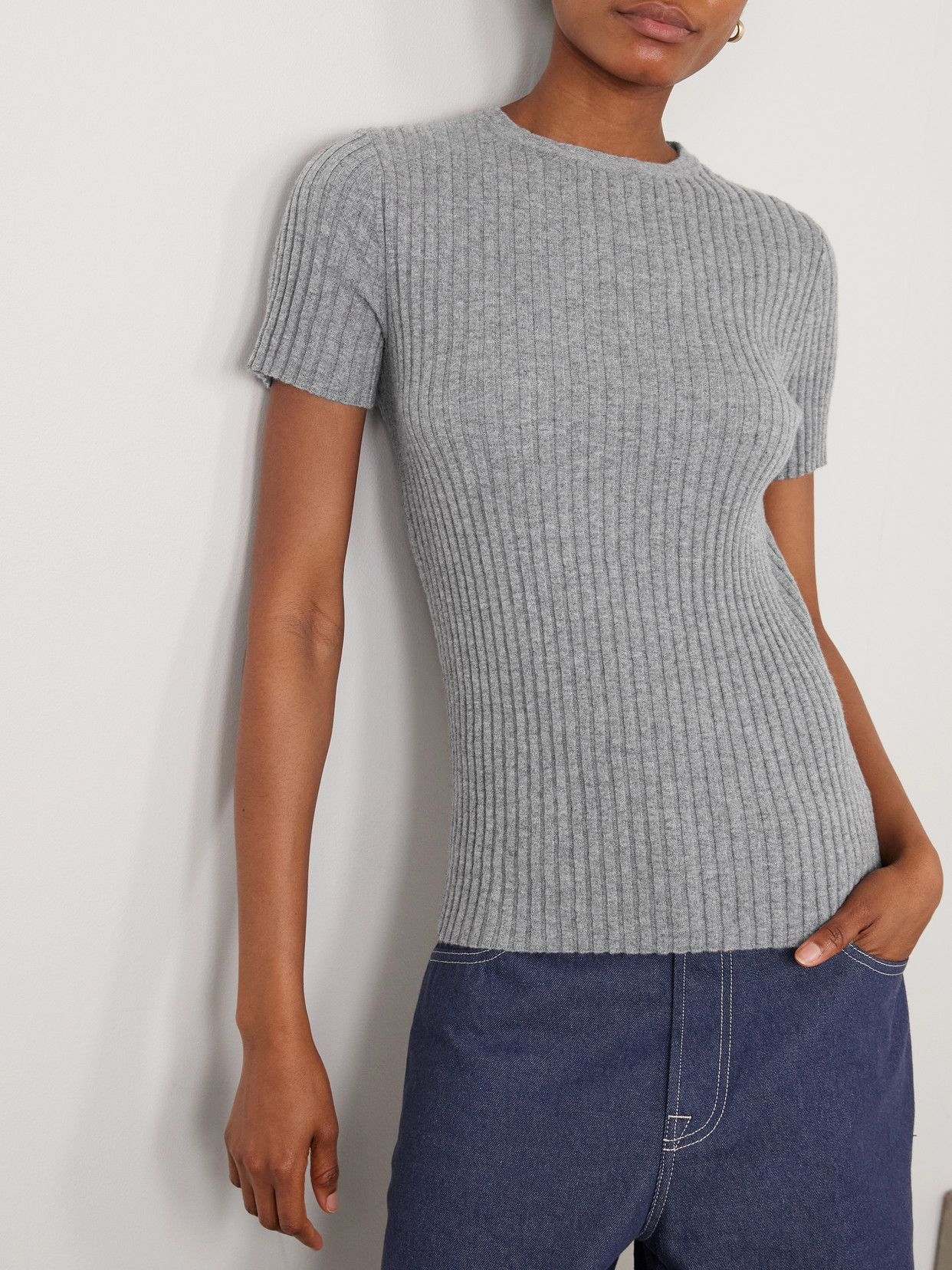 Ribbed Cashmere T-Shirt