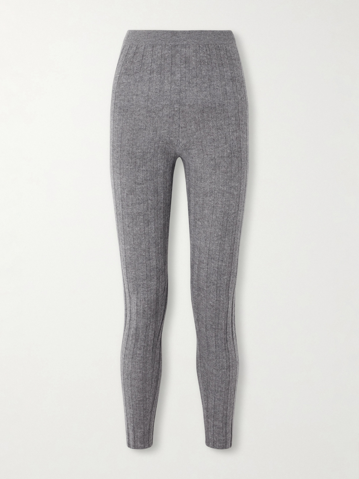 The Elder Statesman Ribbed Cashmere Leggings In Gray
