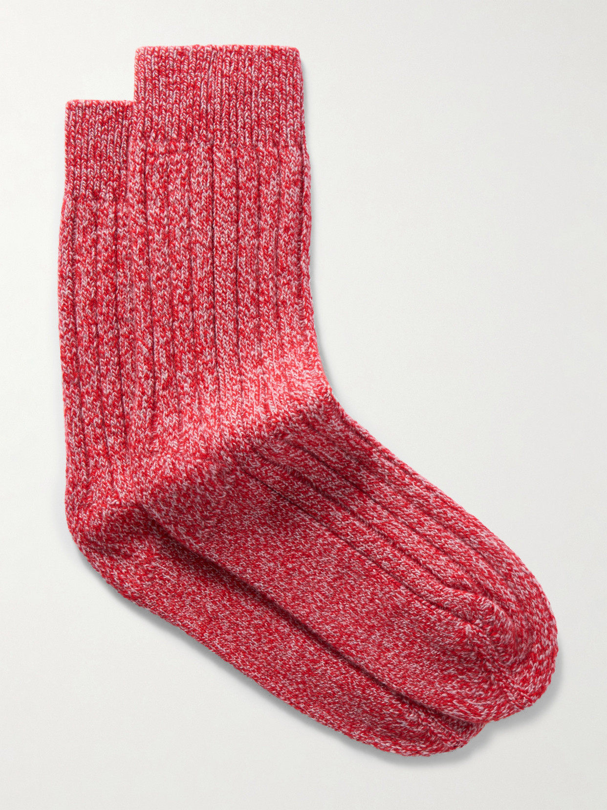 The Elder Statesman Ribbed Cashmere Socks In Red