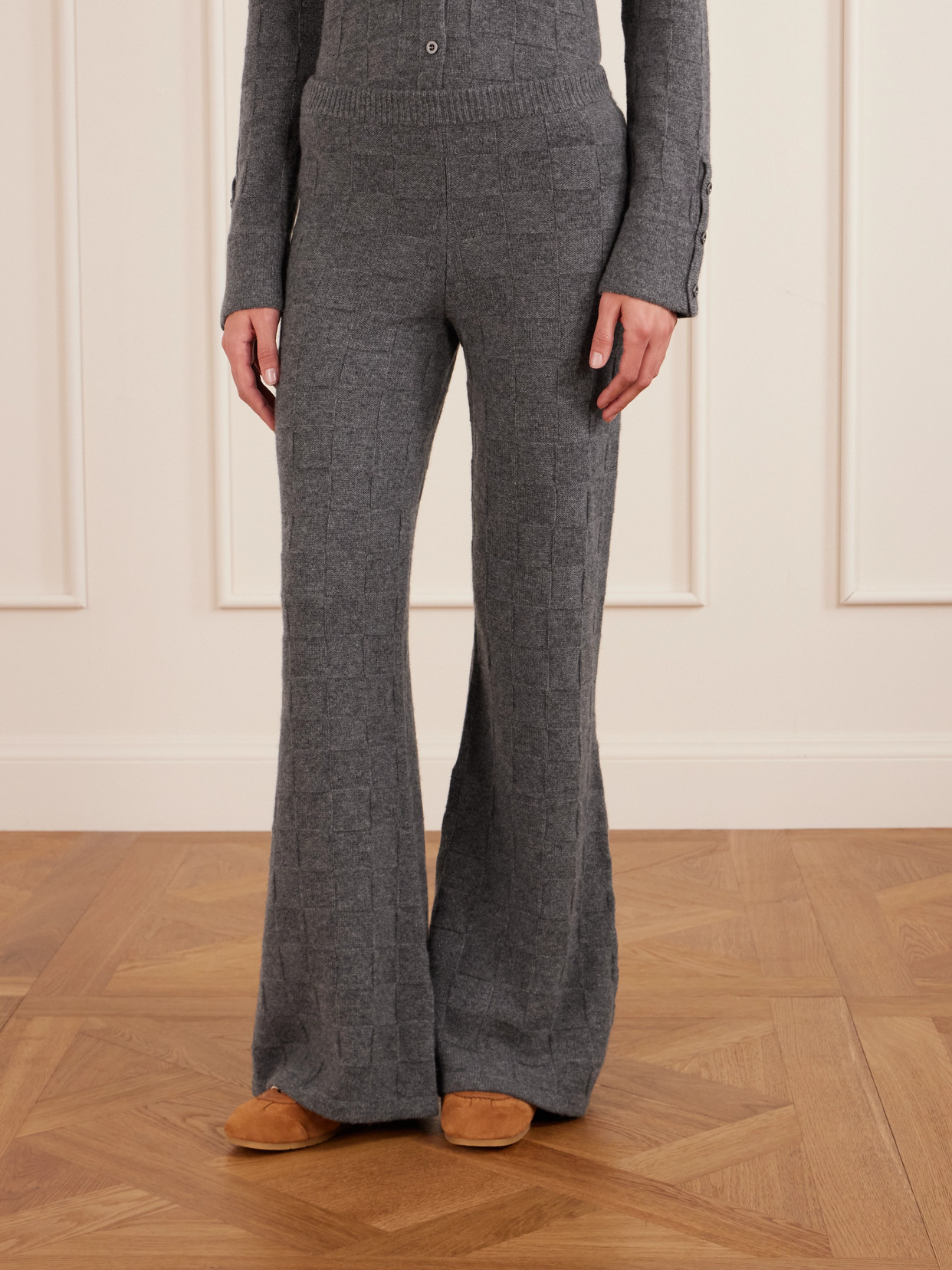 The Elder Statesman Cashmere Wide-leg Track Pants In Gray