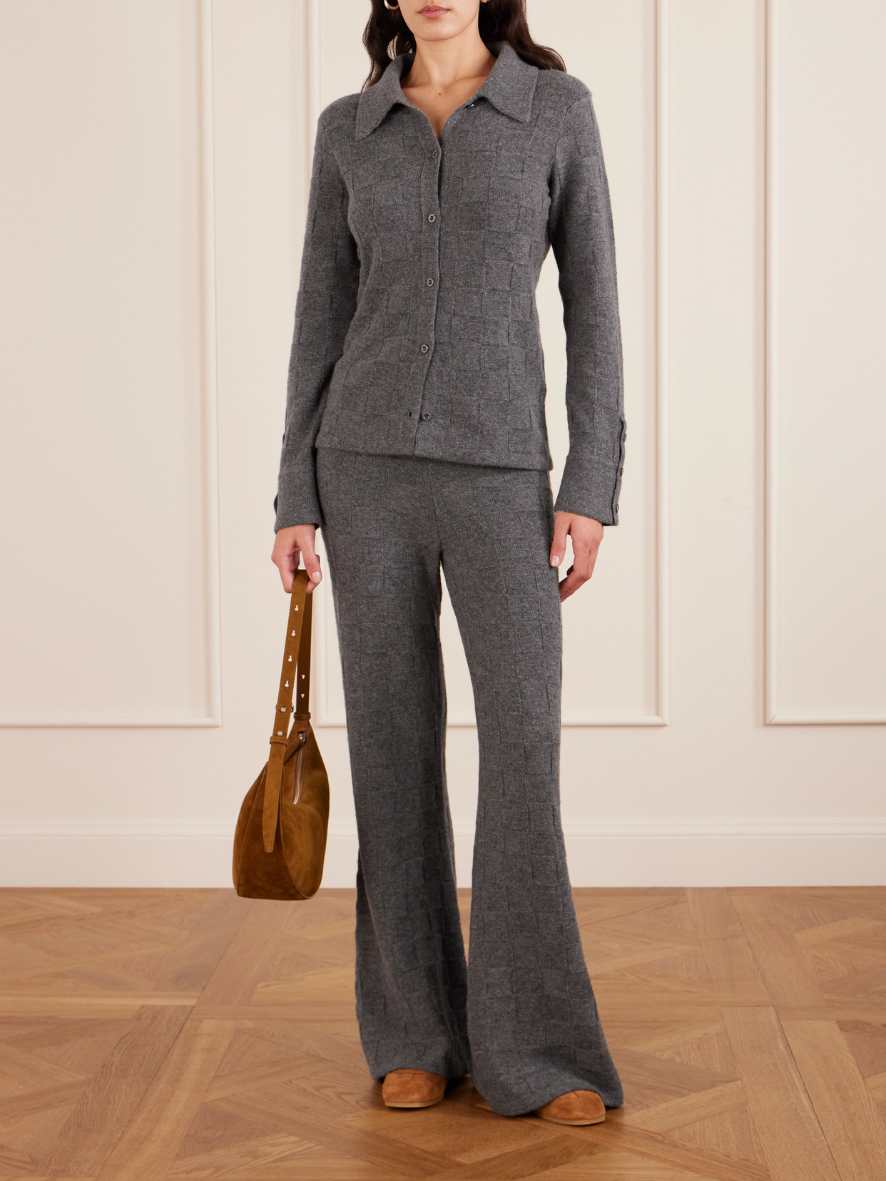 The Elder Statesman Cashmere Wide-leg Track Pants In Gray