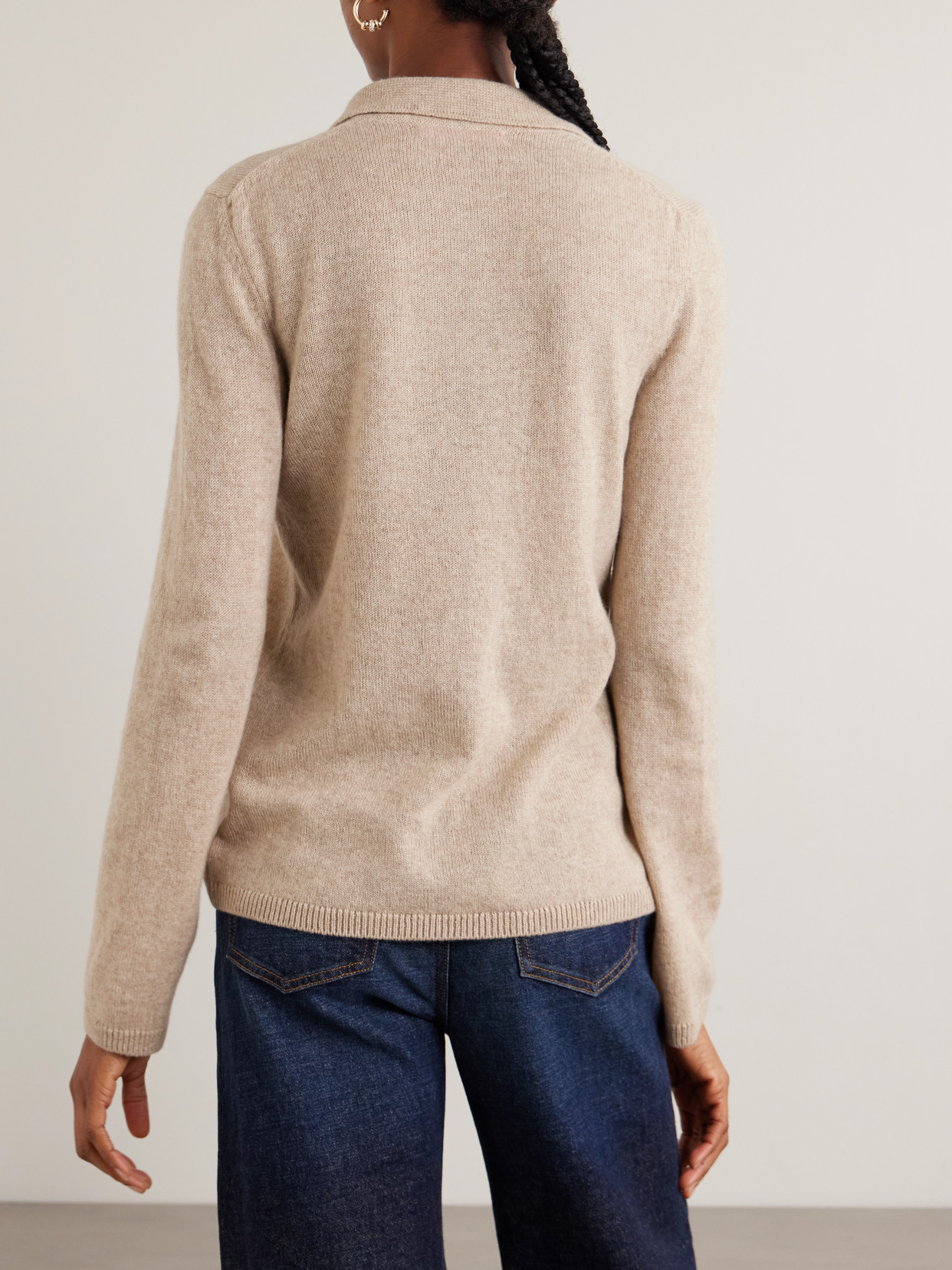 The Elder Statesman Laurel Cashmere Polo Sweater In Neutral