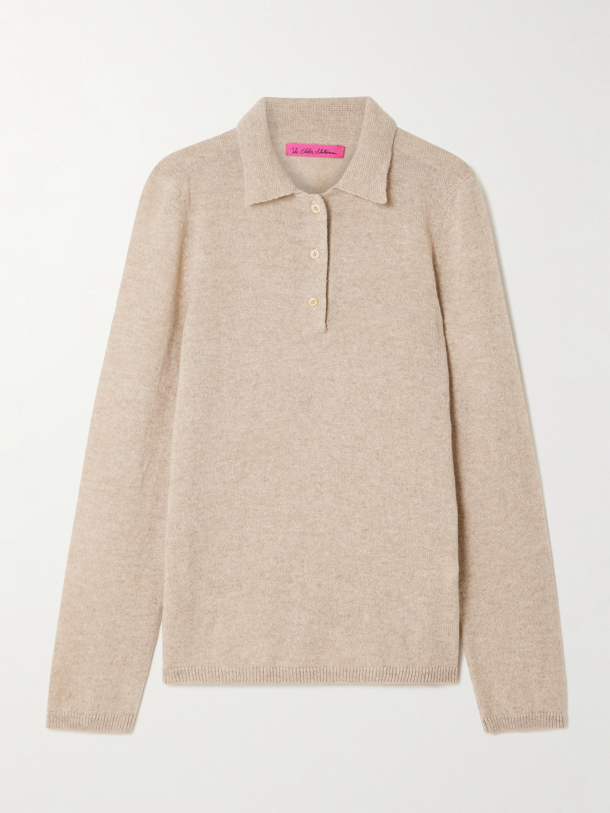 The Elder Statesman Laurel Cashmere Polo Sweater In Neutral
