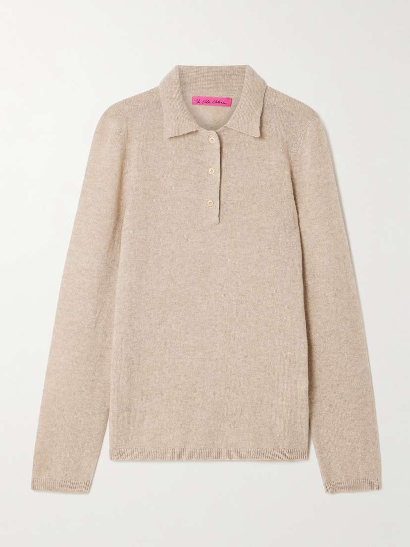 The Elder Statesman Laurel Cashmere Polo Sweater