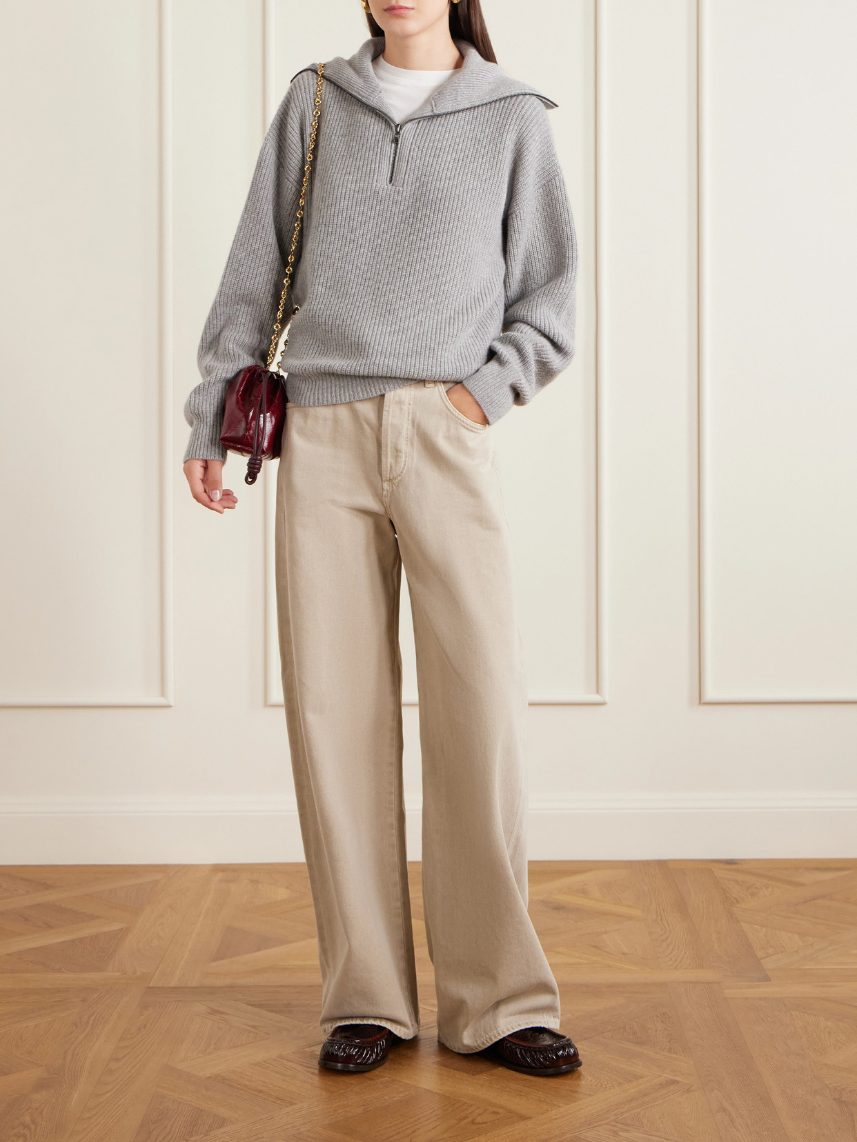 Runyon Ribbed Cashmere Turtleneck Half-Zip Sweater