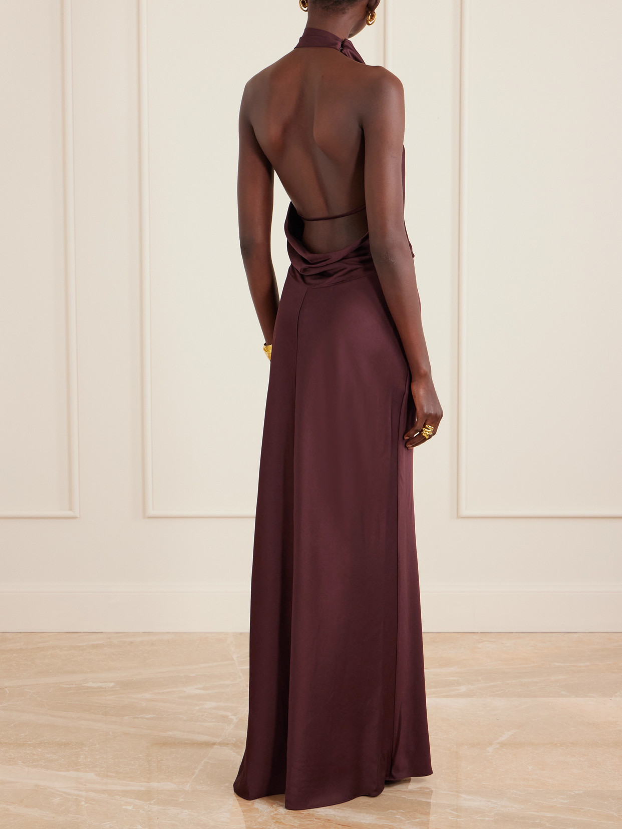 Simkhai Womens Mahogany Reannon Draped Woven Gown In Brown