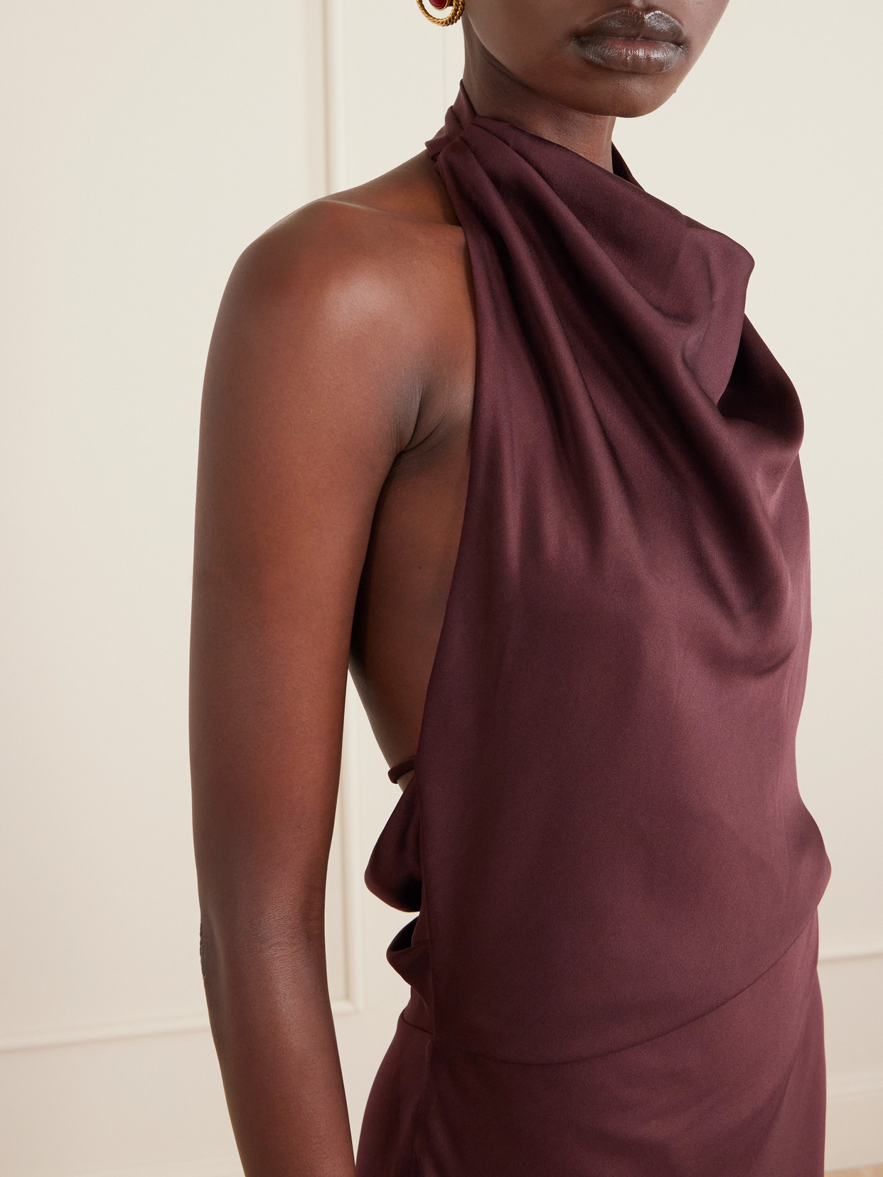 Simkhai Womens Mahogany Reannon Draped Woven Gown In Brown