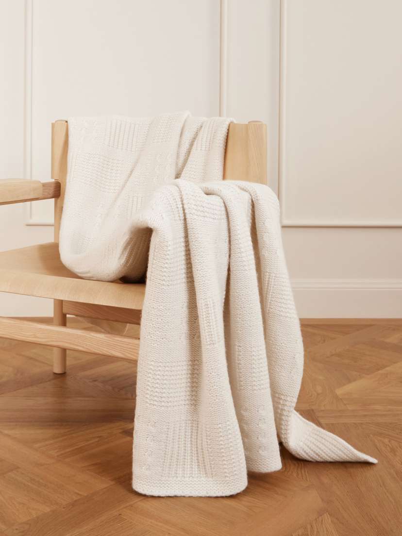 The Elder Statesman Cashmere And Cotton-blend Blanket