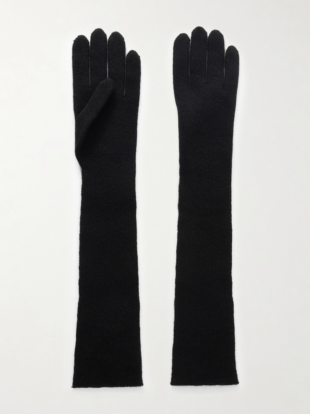 The Elder Statesman Ribbed Cashmere Gloves In Black
