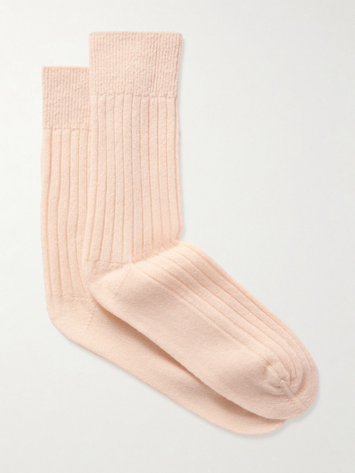 The Elder Statesman Ribbed Cashmere Socks In White