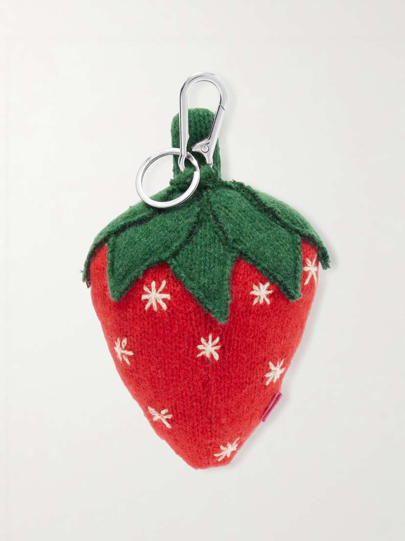 The Elder Statesman Strawberry Crocheted Cashmere Keychain