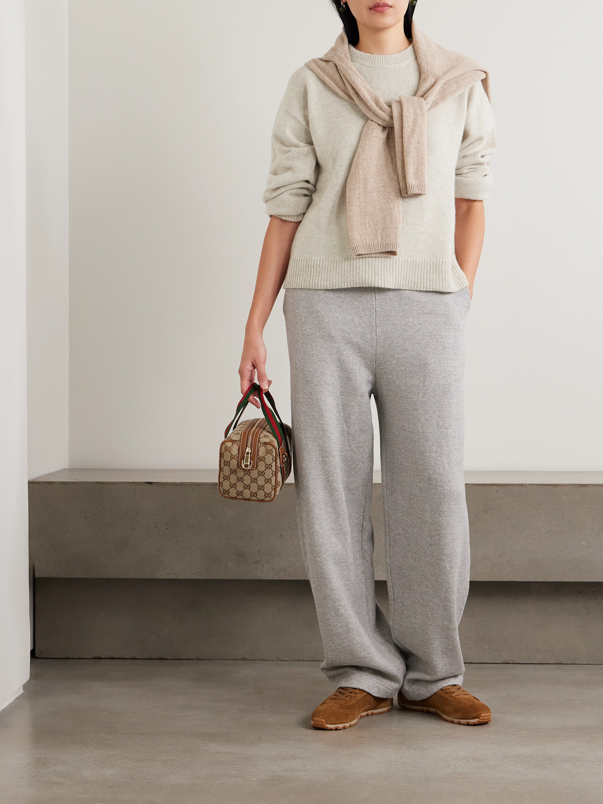 The Elder Statesman Zuma Cashmere Sweater In White