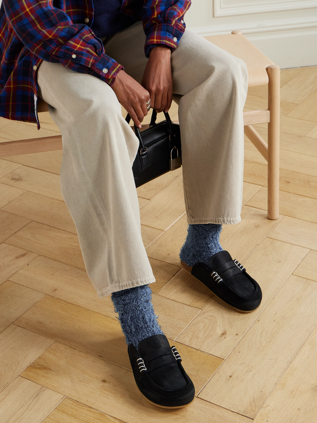 The Elder Statesman Wool And Silk-blend Socks In Blue