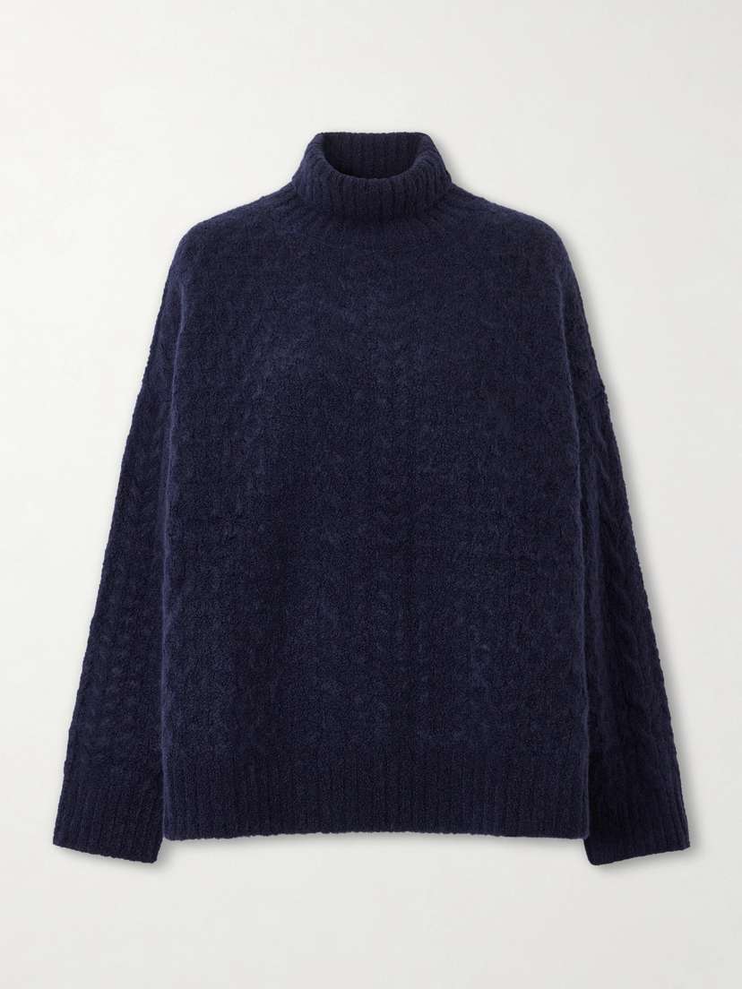 The Elder Statesman Cable-knit Cashmere And Silk-blend Turtleneck Sweater