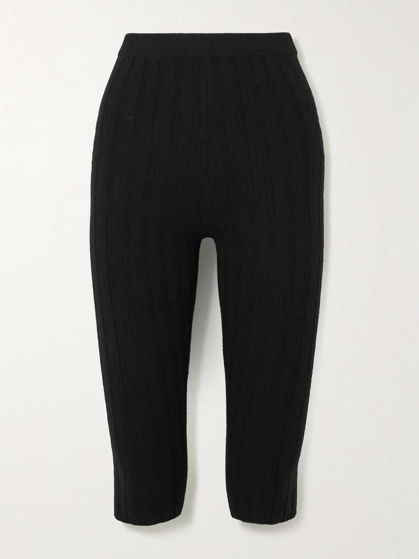The Elder Statesman Diana Cropped Ribbed Cashmere Leggings