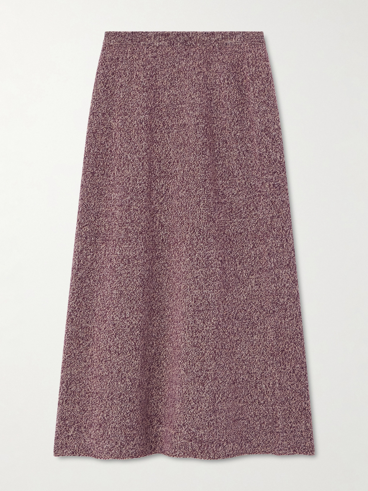 The Elder Statesman Marl Cashmere Midi Skirt In Burgundy