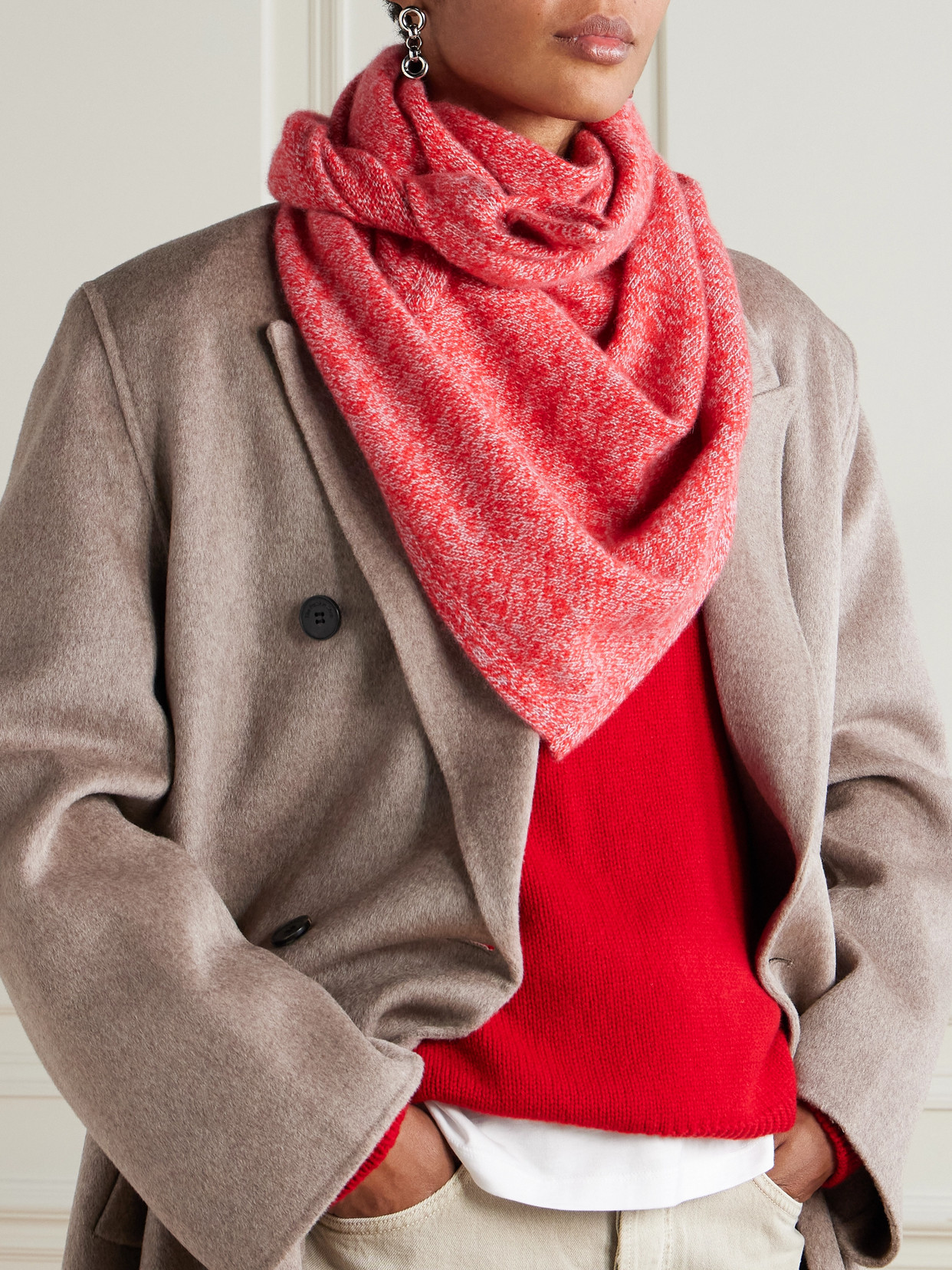 The Elder Statesman Cashmere Scarf In Red