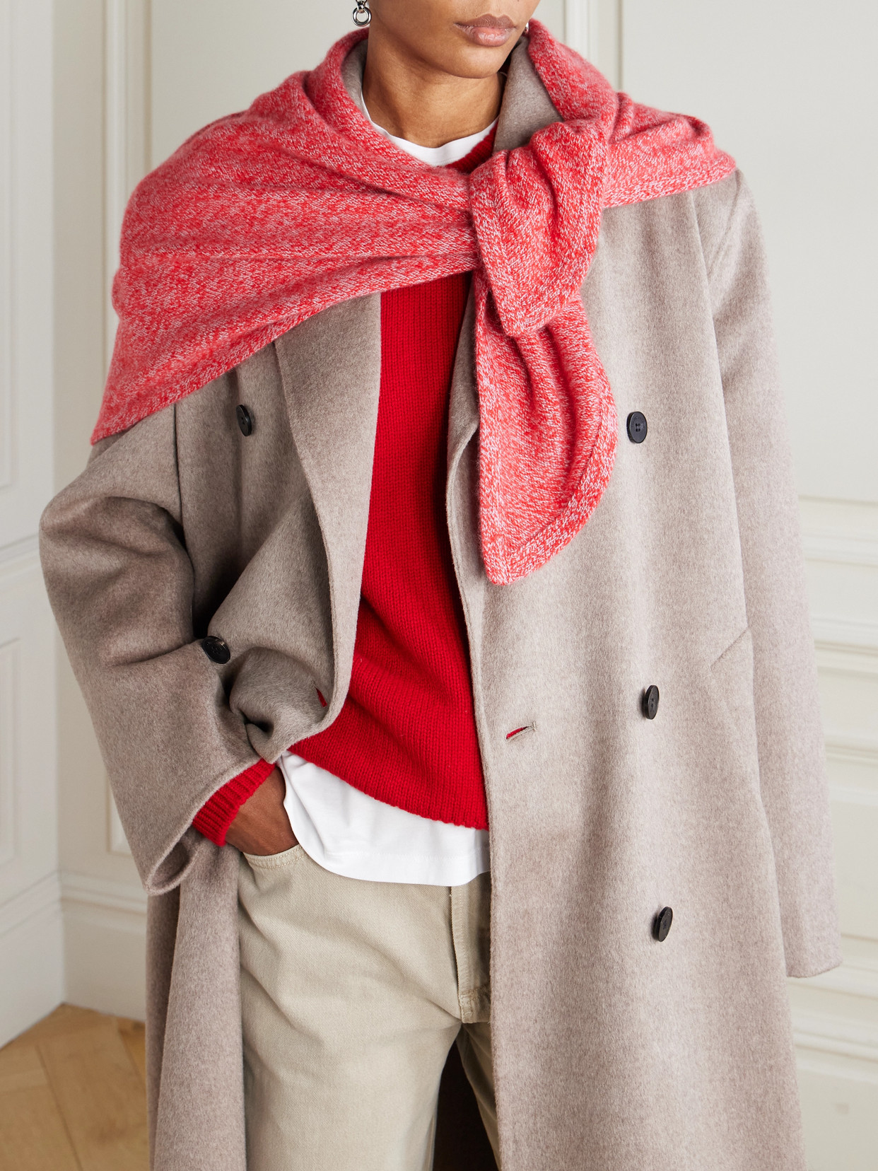 The Elder Statesman Cashmere Scarf In Red