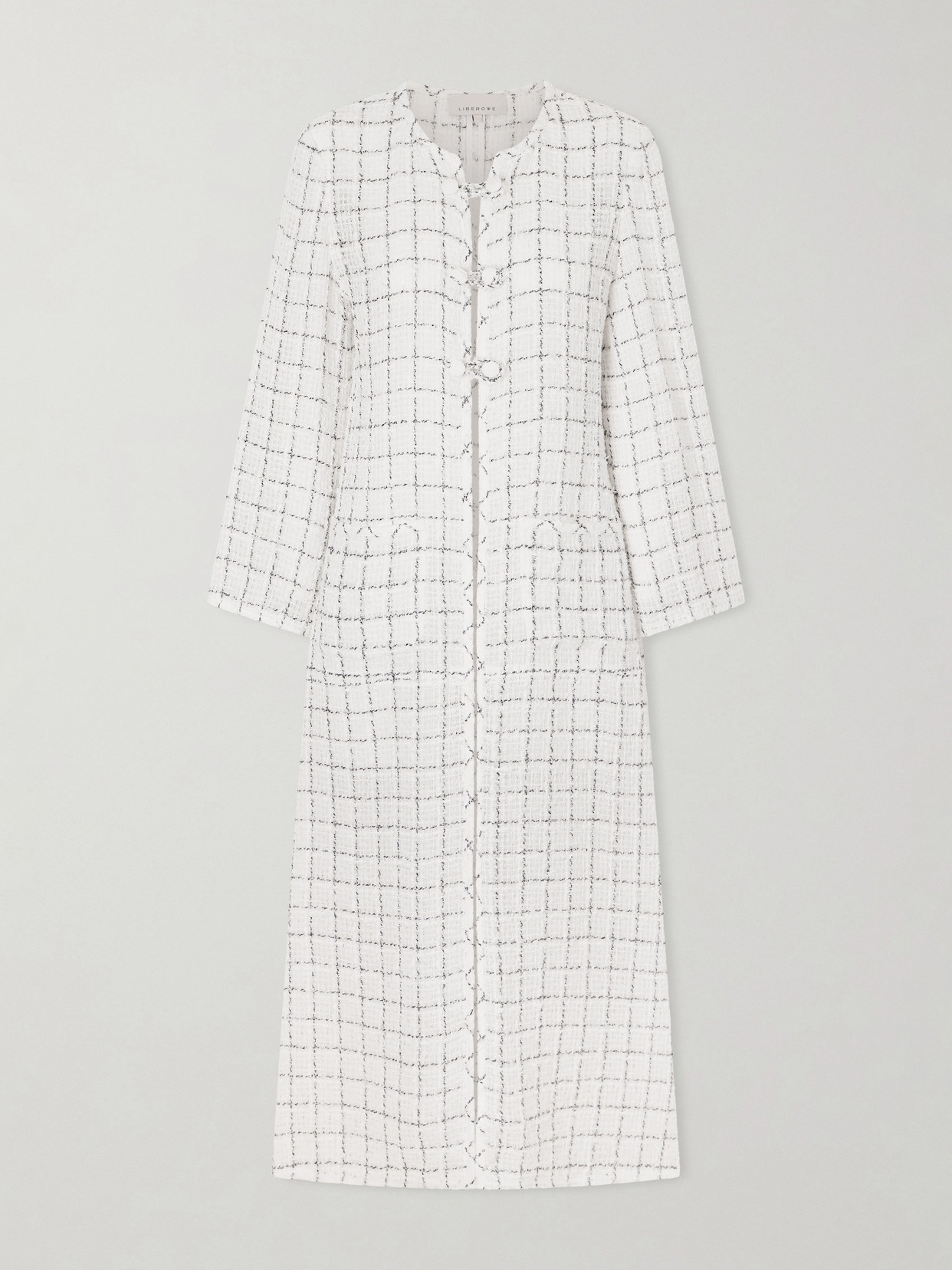 Liberowe Agatha Checked Tweed Cotton-blend Coat In White