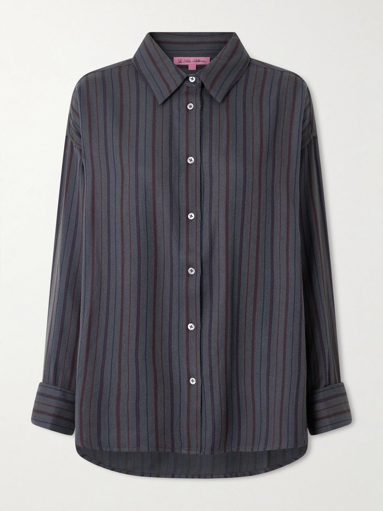 The Elder Statesman Striped Wool And Cashmere-blend Twill Shirt In Gray