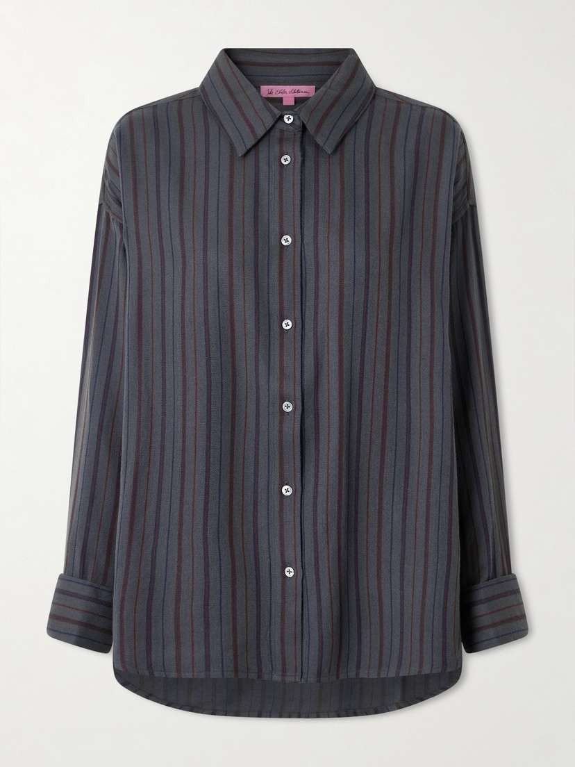 The Elder Statesman Striped Wool And Cashmere-blend Twill Shirt