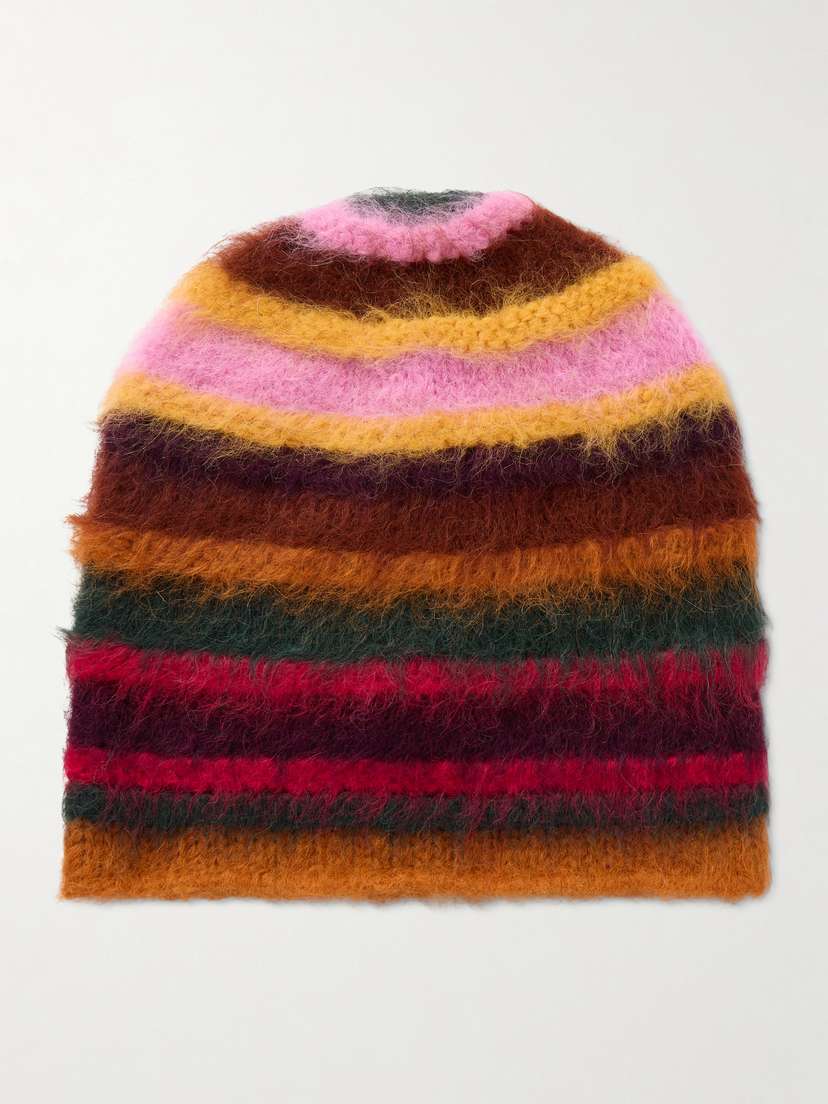The Elder Statesman Thistle Pacific Striped Alpaca-blend Beanie