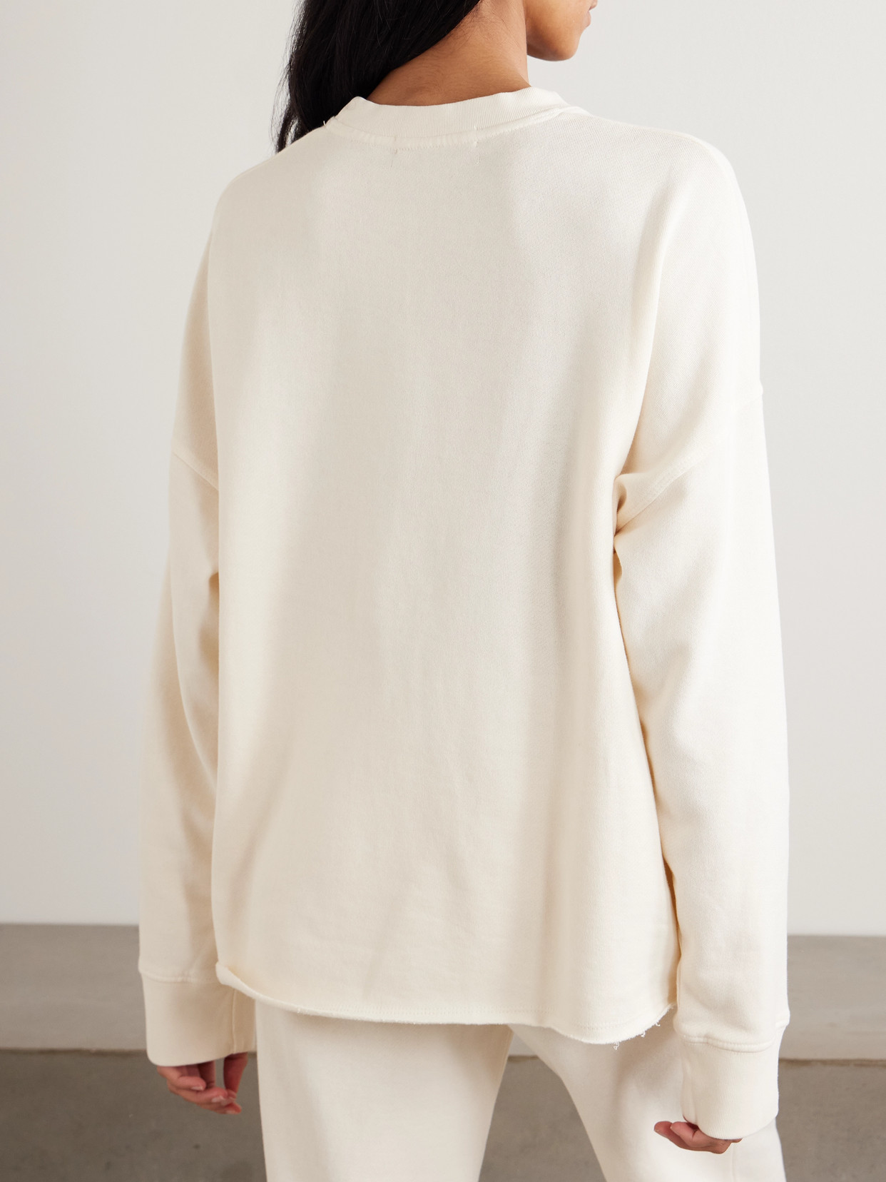 The Elder Statesman Daily Embroidered Cotton And Cashmere-blend Sweatshirt In Neutral