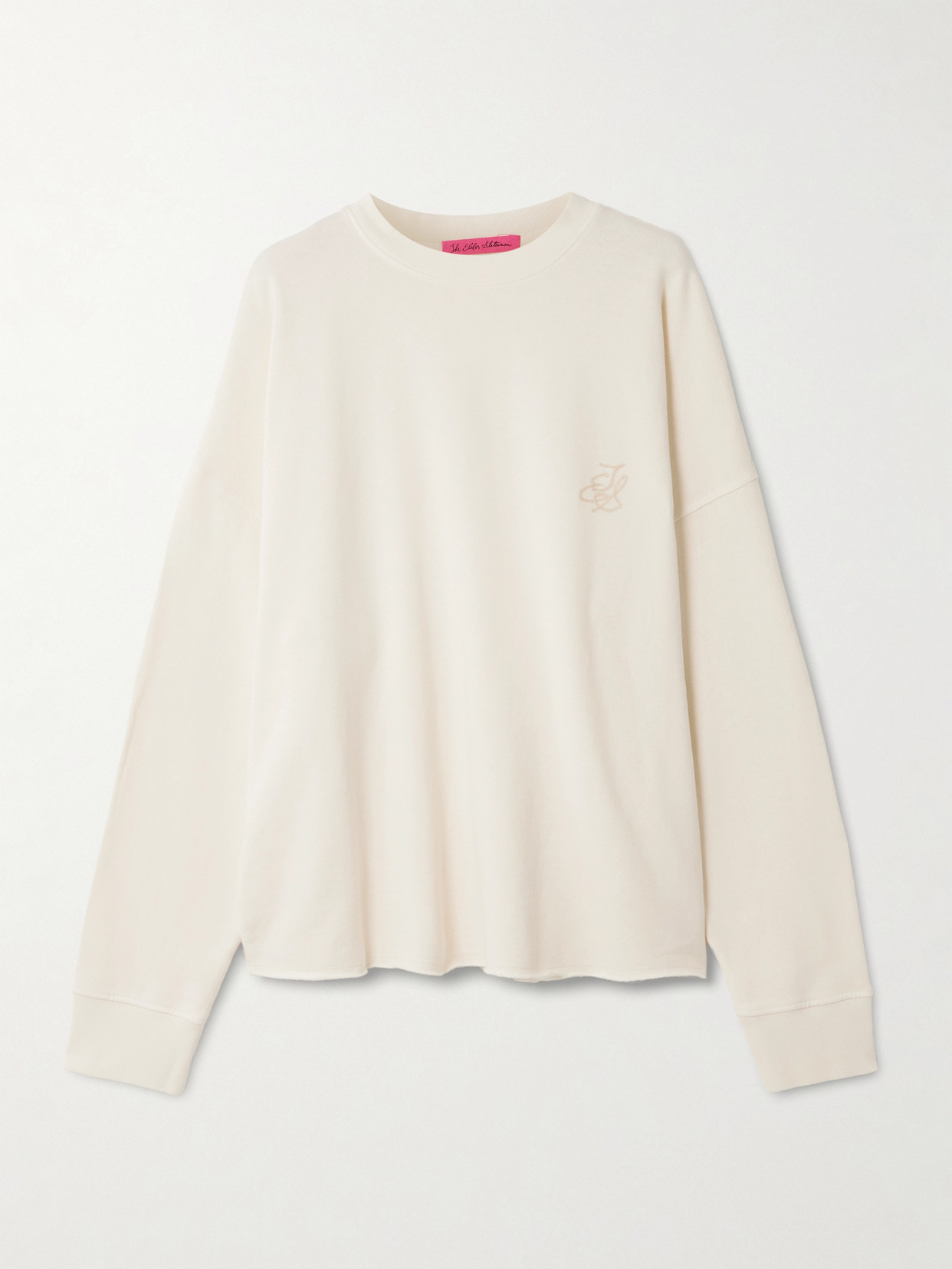 The Elder Statesman Daily Embroidered Cotton And Cashmere-blend Sweatshirt In Neutral