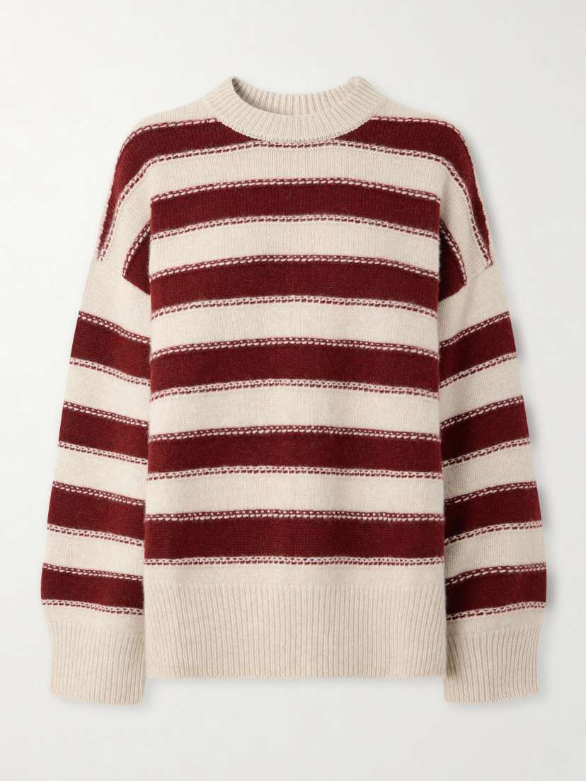 The Elder Statesman Pali Braided Striped Cashmere Sweater