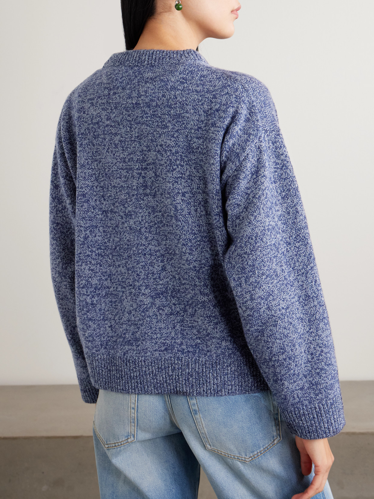 The Elder Statesman Zuma Marl Crewneck Sweater In Blue