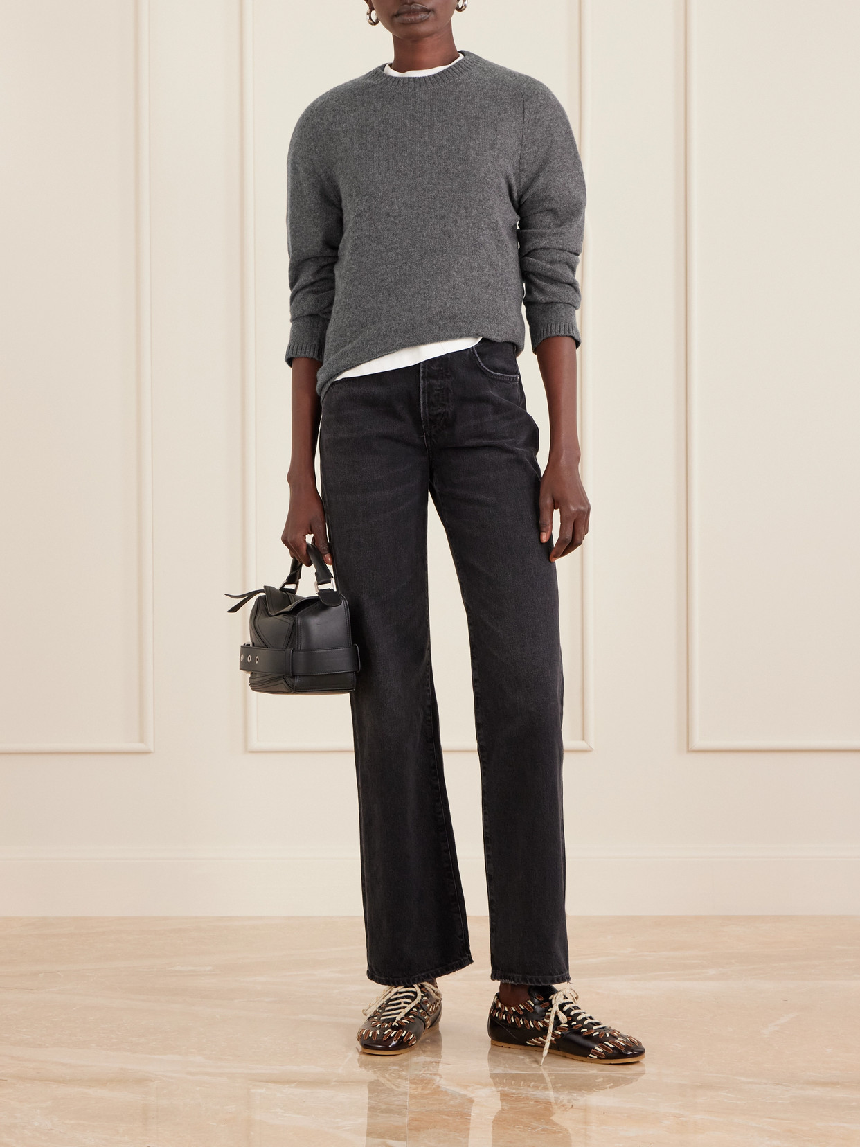 The Elder Statesman Laurel Cashmere Sweater In Gray