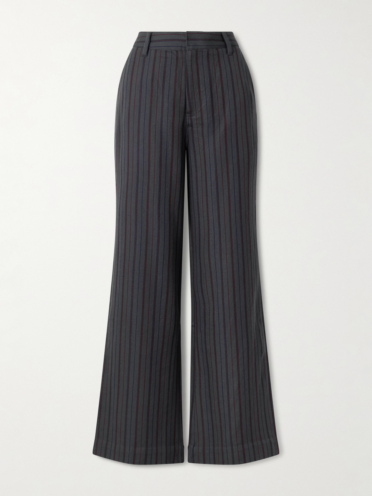 The Elder Statesman Striped Wool And Cashmere-blend Twill Pants In Gray