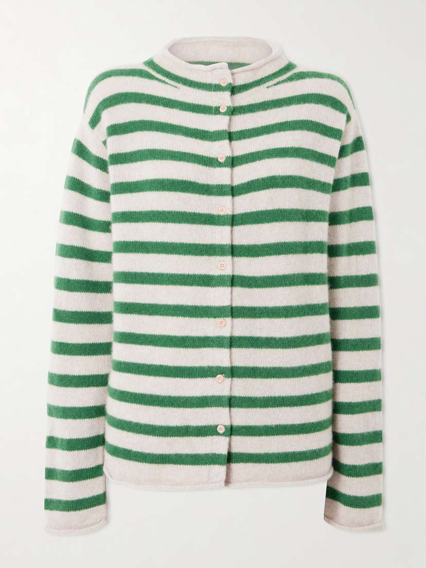 The Elder Statesman Cousteau Striped Cashmere Cardigan