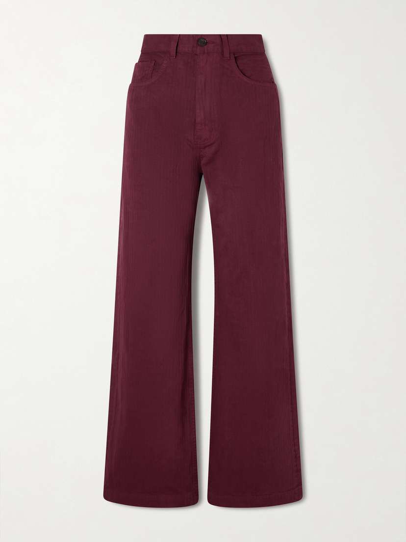 The Elder Statesman Herringbone Cotton Wide-leg Pants