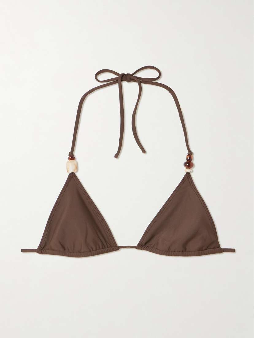 Faithfull Eden Bead-embellished Recycled Triangle Bikini Top