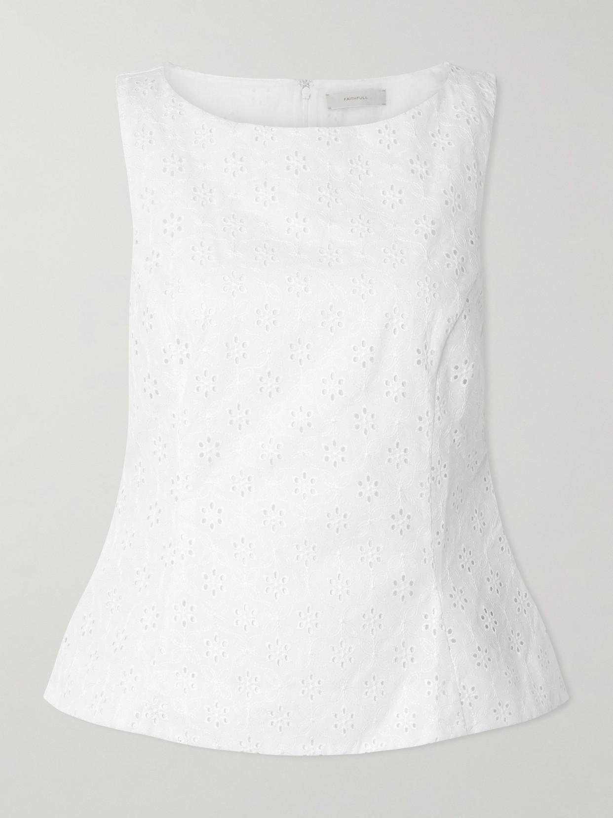Faithfull Olivia Broderie Anglaise Peplum Top In White