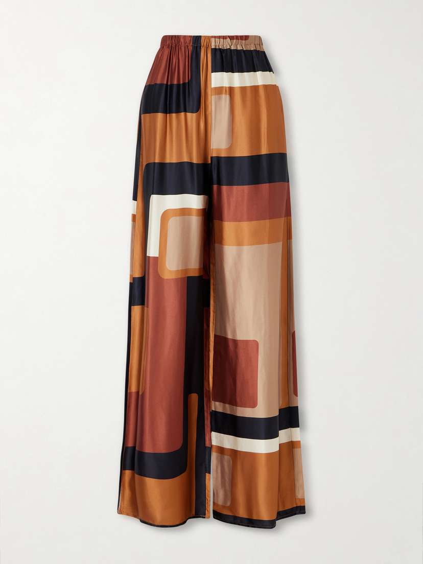 Faithfull Jensen Printed Satin Wide-leg Pants