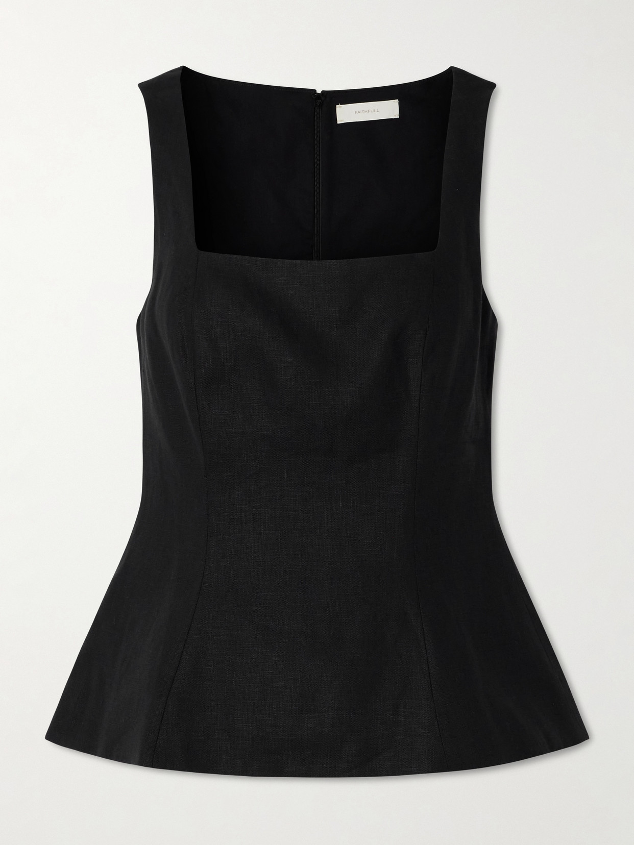 Faithfull Mina Linen Peplum Top In Black