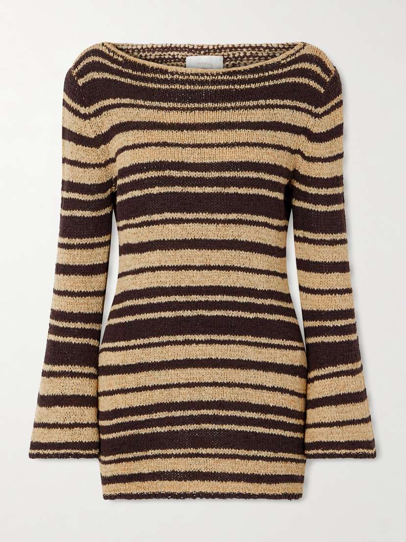 Faithfull Mica Striped Cotton-blend Mini Dress