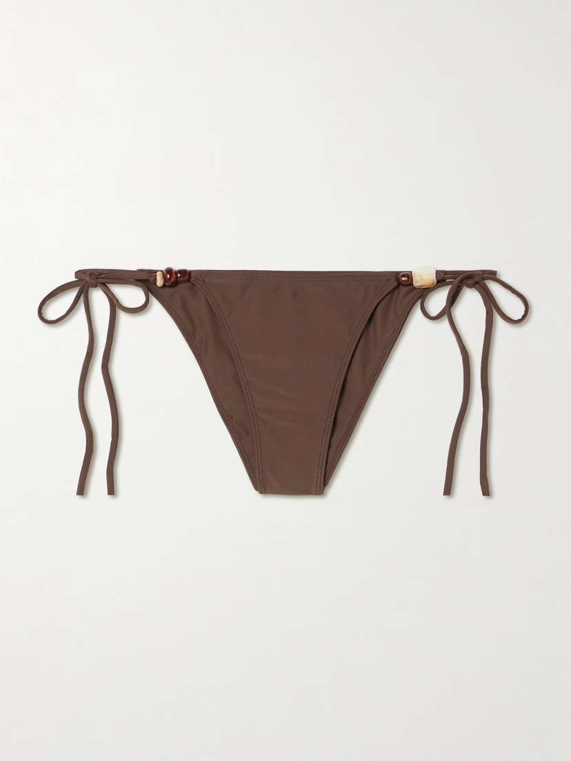 Faithfull Eden Bead-embellished Recycled Bikini Briefs