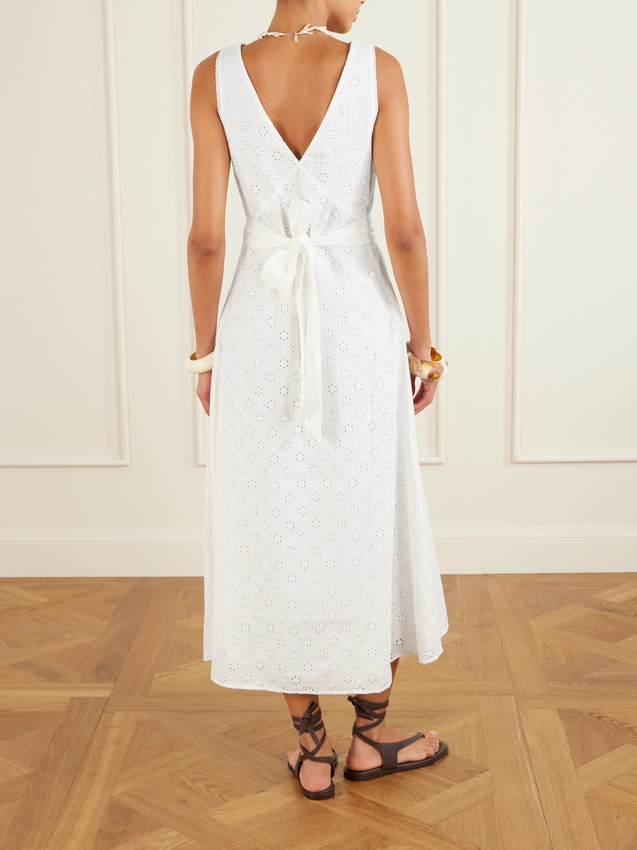 Faithfull Maya Broderie Anglaise Midi Dress In White