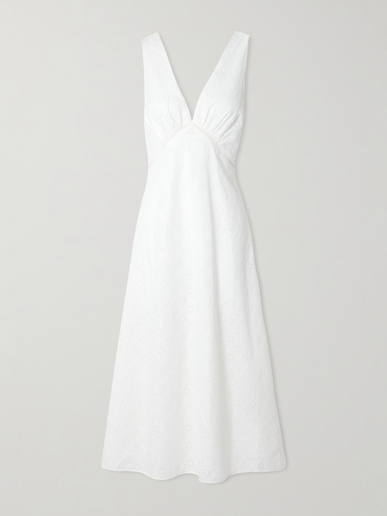 Faithfull Maya Broderie Anglaise Midi Dress In White