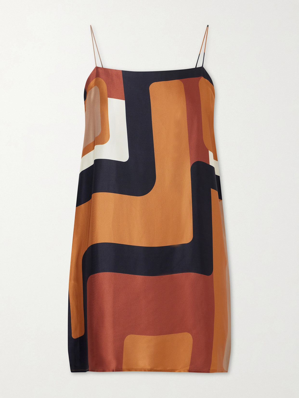 Faithfull Phylis Printed Satin Mini Dress In Brown