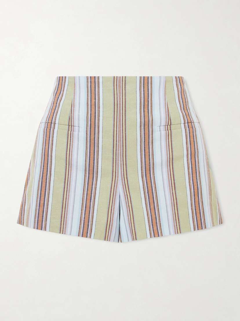 Faithfull Aurora Striped Cotton And Linen-blend Shorts