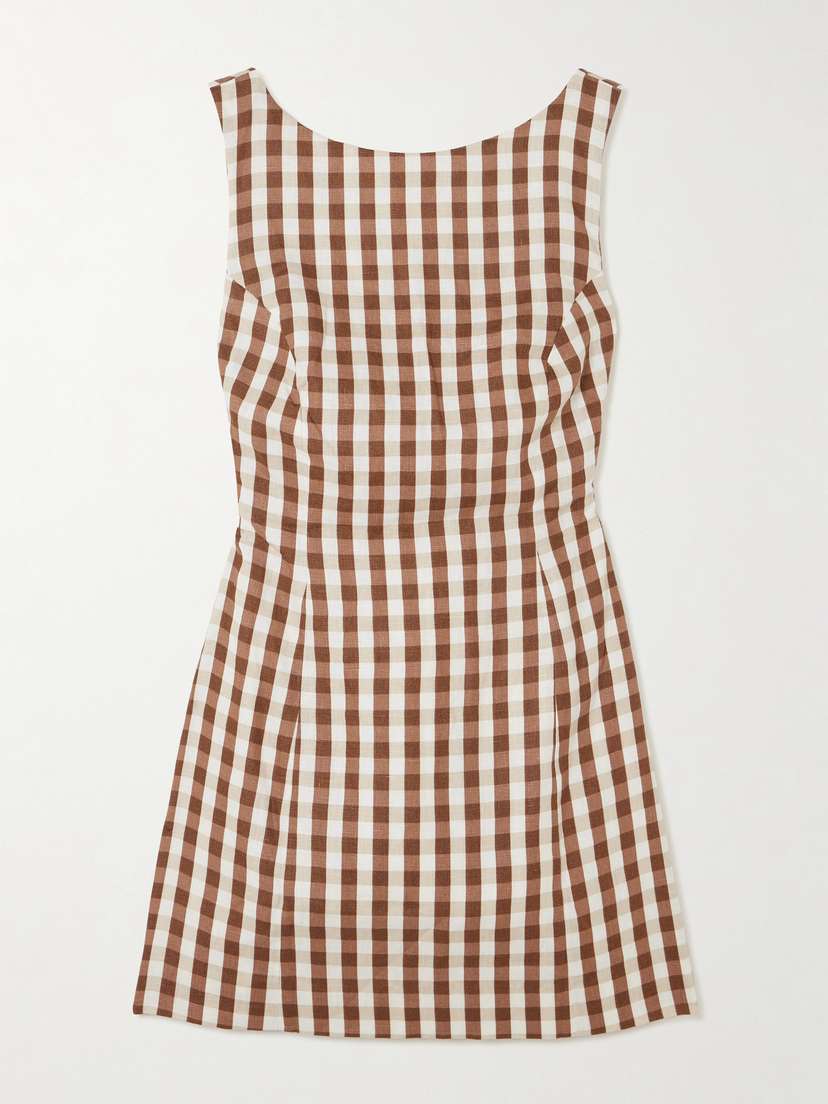 Faithfull Sofia Tie-detailed Gingham Linen Mini Dress