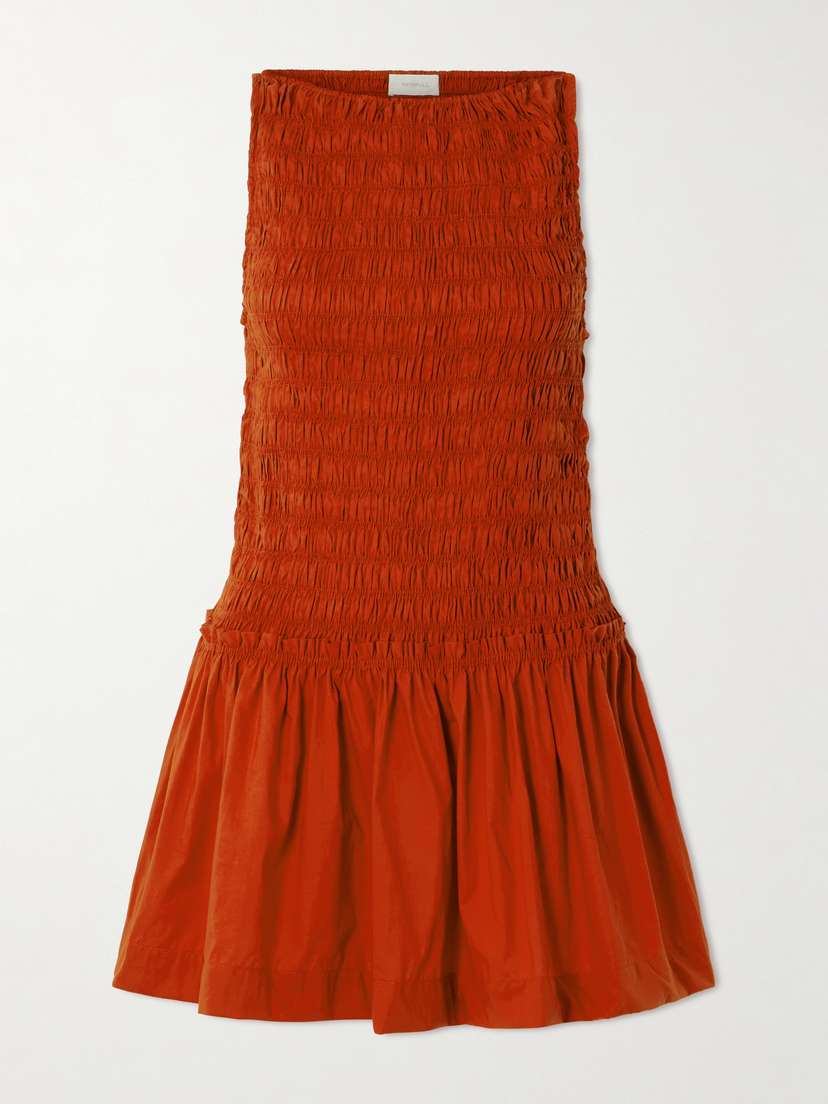 Faithfull Maria Shirred Cotton Mini Dress